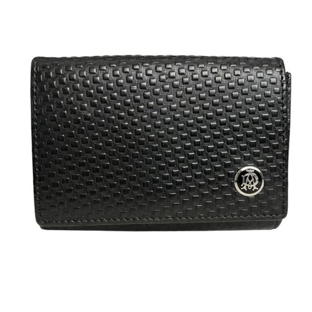 Dunhill Micro D-Eight Black Leather Snap Wallet Card Holder Coin Case